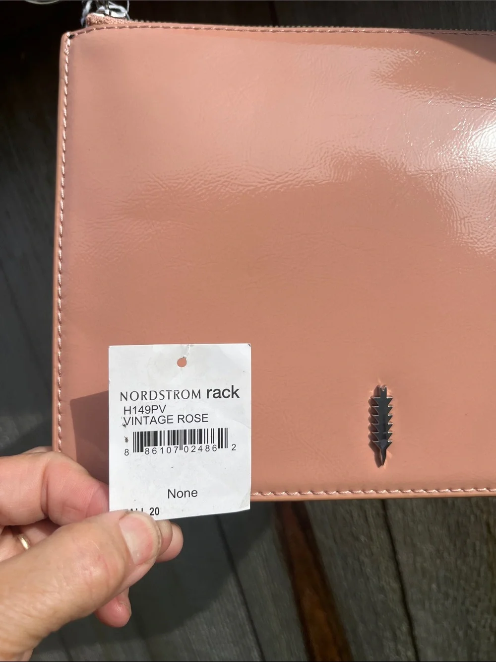 Thacker Peach Leather Wristlet with Silver Ring Handle